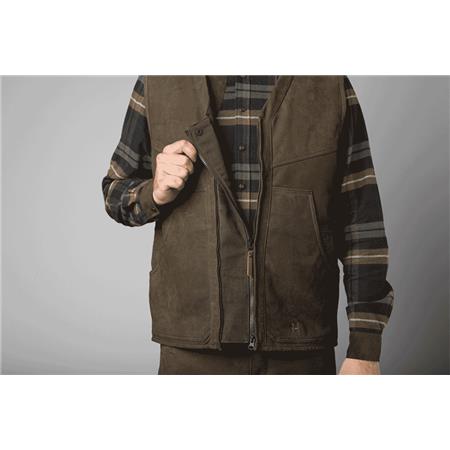 ÆRMELØS HERREVEST HARKILA PRO HUNTER LEATHER - GRØN