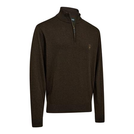 Ανδρικό Πουλόβερ Deerhunter Tricot Harrington ½-Zip - Καφέ Μελανζέ