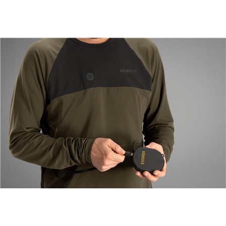 ΑΝΔΡΙΚΌ ΘΕΡΜΑΙΝΌΜΕΝΟ ΜΑΚΡΥΜΆΝΙΚΟ T-SHIRT HARKILA HEAT USB-C - WILLOW GREEN/ΜΑΎΡΟ