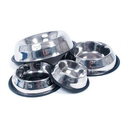 ANTISLIP VOERBAK HOND RVS MET MOTIEF