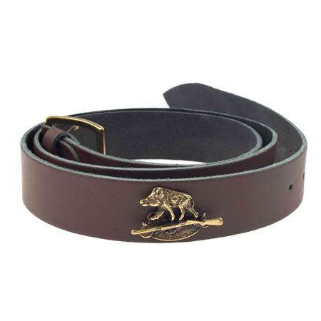 Belt Januel Écusson Sanglier Leather - Brown