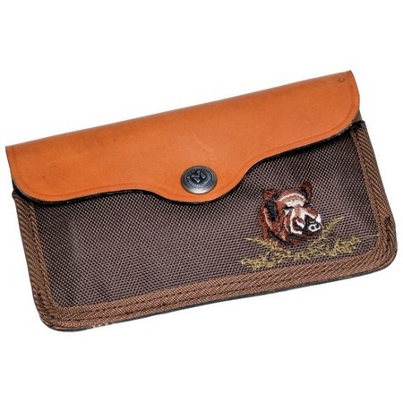 Bolsa Balas Lona Januel E Couro Bordado Javali 10 Tubos