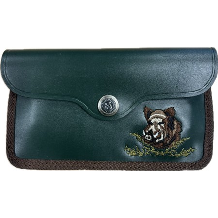 Bolsa Cartuchos Couro Januel Bordado Javali 10 Tubos