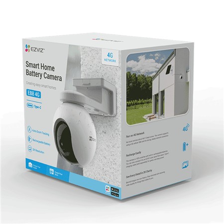 BUITENBEWAKINGSCAMERA EZVIZ 4G MOTORISÉE SUR BATTERIE EB8