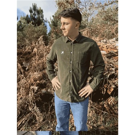 CAMICIA MANICHE LUNGHE UOMO LE PAIRON BÉCASSIER VELLUTO - KAKI