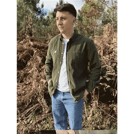 CAMICIA MANICHE LUNGHE UOMO LE PAIRON BÉCASSIER VELLUTO - KAKI