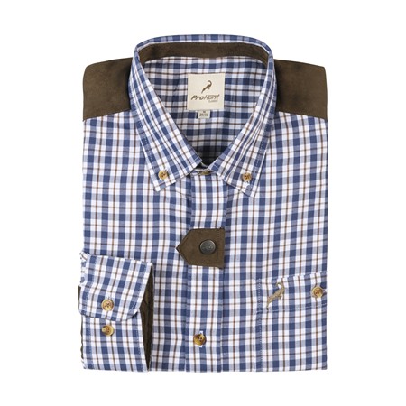 CAMICIA MANICHE LUNGHE UOMO PROHUNT TETRAS - BLU/MARRONE/IBEX