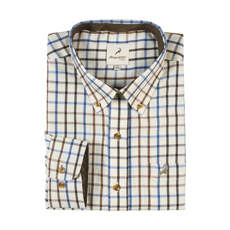 CAMICIA A MANICHE LUNGHE UOMO PROHUNT VILLEMY - BLU/MARRONE/IBEX