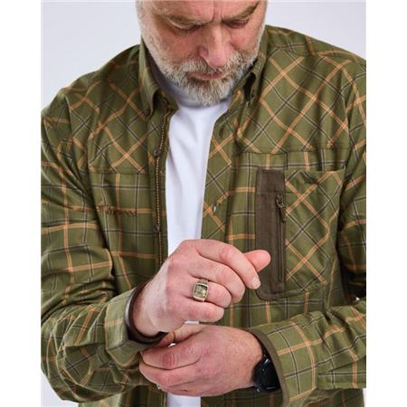 CAMICIE UOMO MANICHE LUNGHE PINEWOOD WOLF - GREEN/TERRACOTTA
