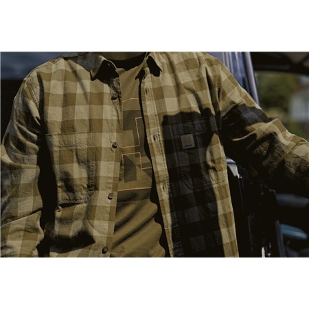 CAMISA DE MANGAS COMPRIDAS HOMEM HARKILA SCANDINAVIAN L/S - DARK OLIVE CHECK