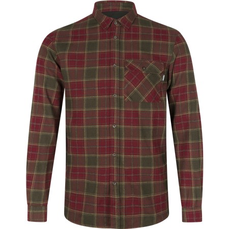 Camisa De Mangas Compridas Homem Seeland Em Flanela Glen - Xadrez Vermelho