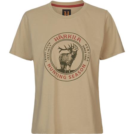 Camisa De Mangas Curtas Para Mulher Harkila Stag Badge S/S W - Sand