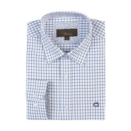 Camisa Masculina De Mangas Compridas Club Interchasse Hector - Azul/Marrom
