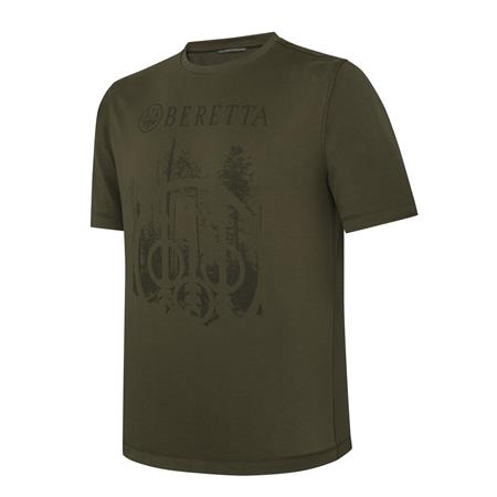 Camisola De Mangas Curtas Para Homem - Dark Olive Beretta Outline - Dark Olive