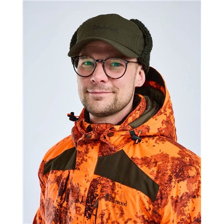 CASQUETTE PINEWOOD SMÅLAND TEDDY WINTER - MOSSGREEN/ORANGE