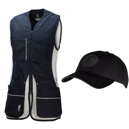 Chaleco De Tiro Para Hombre Browning Sport Shooter Zurdo + Gorra Time Oferta - Marino