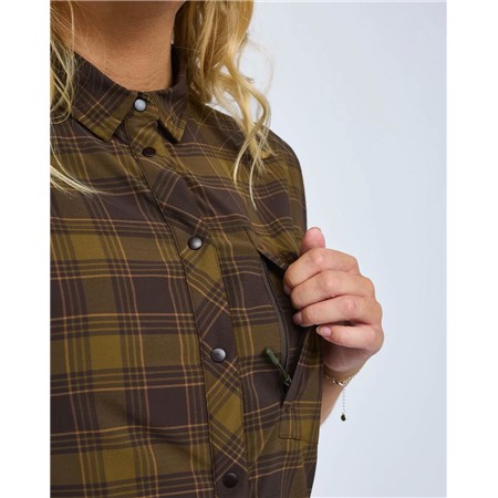 CHEMISE MANCHES COURTES FEMME PINEWOOD ABISKO TREKKING S/S - D.OLIVE/D.SANDSTONE