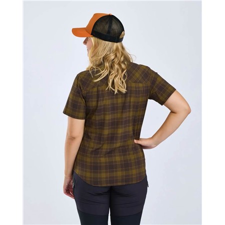 CHEMISE MANCHES COURTES FEMME PINEWOOD ABISKO TREKKING S/S - D.OLIVE/D.SANDSTONE
