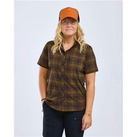 CHEMISE MANCHES COURTES FEMME PINEWOOD ABISKO TREKKING S/S - D.OLIVE/D.SANDSTONE