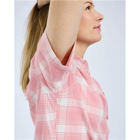 CHEMISE MANCHES COURTES FEMME PINEWOOD ABISKO TREKKING S/S - L.PINK/WHITE
