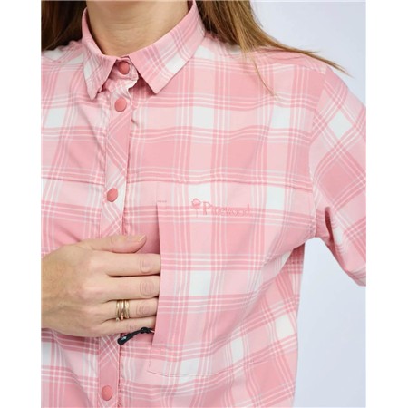 CHEMISE MANCHES COURTES FEMME PINEWOOD ABISKO TREKKING S/S - L.PINK/WHITE
