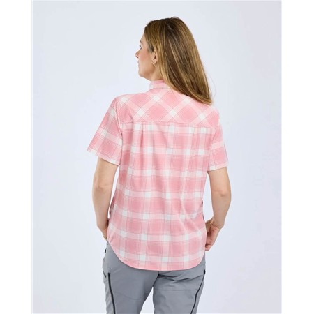 CHEMISE MANCHES COURTES FEMME PINEWOOD ABISKO TREKKING S/S - L.PINK/WHITE