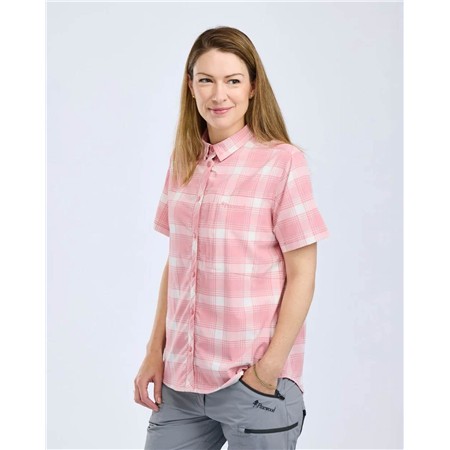 CHEMISE MANCHES COURTES FEMME PINEWOOD ABISKO TREKKING S/S - L.PINK/WHITE