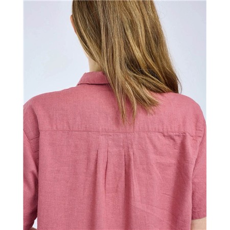 CHEMISE MANCHES COURTES FEMME PINEWOOD VÄRNAMO HEMP MIX S/S - DUSTY PINK