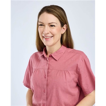 CHEMISE MANCHES COURTES FEMME PINEWOOD VÄRNAMO HEMP MIX S/S - DUSTY PINK