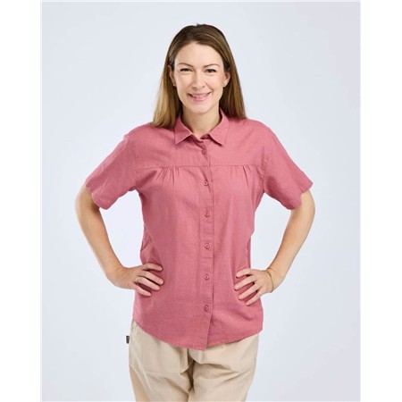CHEMISE MANCHES COURTES FEMME PINEWOOD VÄRNAMO HEMP MIX S/S - DUSTY PINK