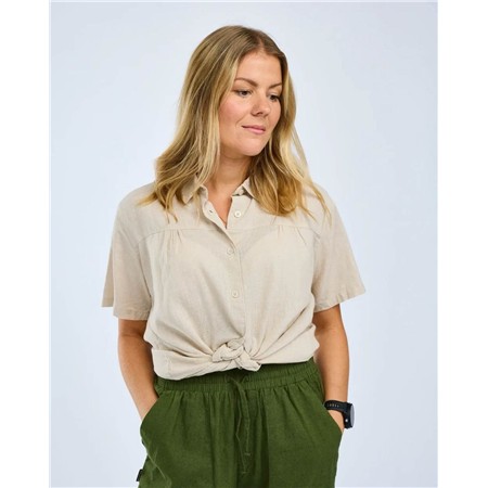 CHEMISE MANCHES COURTES FEMME PINEWOOD VÄRNAMO HEMP MIX S/S - LINEN BEIGE
