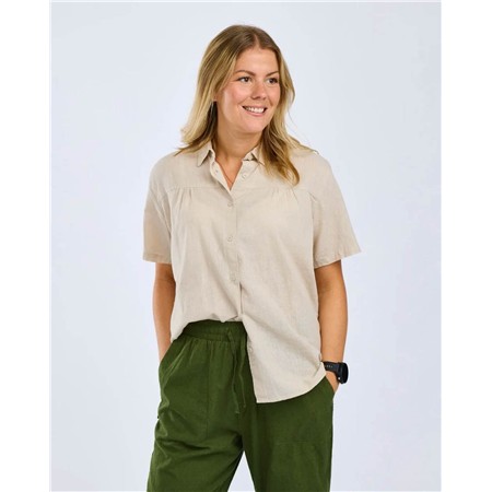 CHEMISE MANCHES COURTES FEMME PINEWOOD VÄRNAMO HEMP MIX S/S - LINEN BEIGE