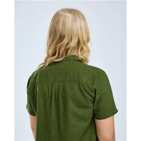 CHEMISE MANCHES COURTES FEMME PINEWOOD VÄRNAMO HEMP MIX S/S - PINE GREEN