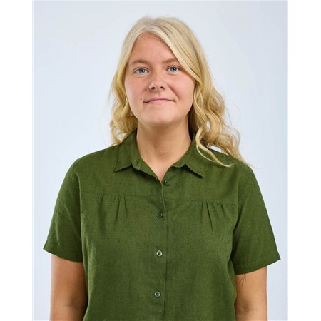 CHEMISE MANCHES COURTES FEMME PINEWOOD VÄRNAMO HEMP MIX S/S - PINE GREEN