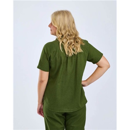 CHEMISE MANCHES COURTES FEMME PINEWOOD VÄRNAMO HEMP MIX S/S - PINE GREEN