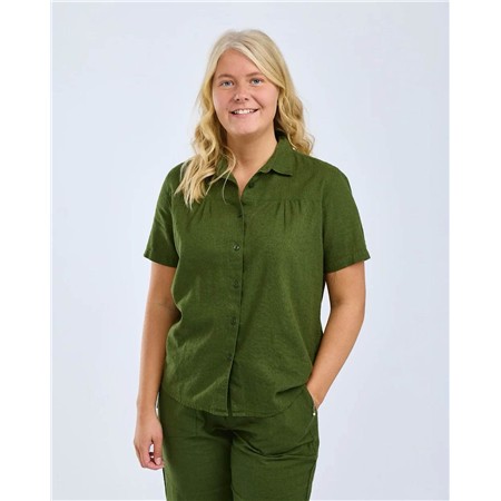 CHEMISE MANCHES COURTES FEMME PINEWOOD VÄRNAMO HEMP MIX S/S - PINE GREEN