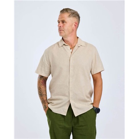 CHEMISE MANCHES COURTES HOMME PINEWOOD VÄRNAMO HEMP MIX S/S - LINEN BEIGE