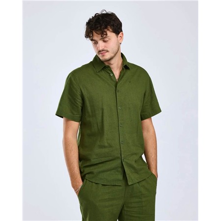 CHEMISE MANCHES COURTES HOMME PINEWOOD VÄRNAMO HEMP MIX S/S - PINE GREEN