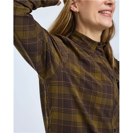 CHEMISE MANCHES LONGUES FEMME PINEWOOD ABISKO TREKKING INSECTSAFE L/S - D.OLIVE/D.SANDSTONE