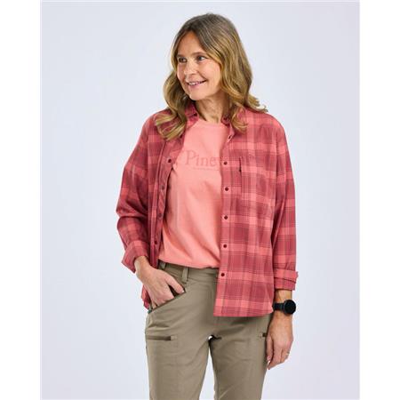 CHEMISE MANCHES LONGUES FEMME PINEWOOD ABISKO TREKKING L/S - LANTANA PINK