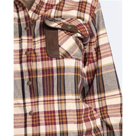 CHEMISE MANCHES LONGUES FEMME PINEWOOD PRESTWICK EXCLUSIVE - BORDEAUX/BEIGE