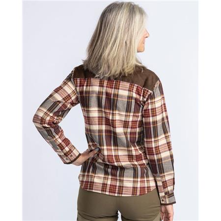 CHEMISE MANCHES LONGUES FEMME PINEWOOD PRESTWICK EXCLUSIVE - BORDEAUX/BEIGE