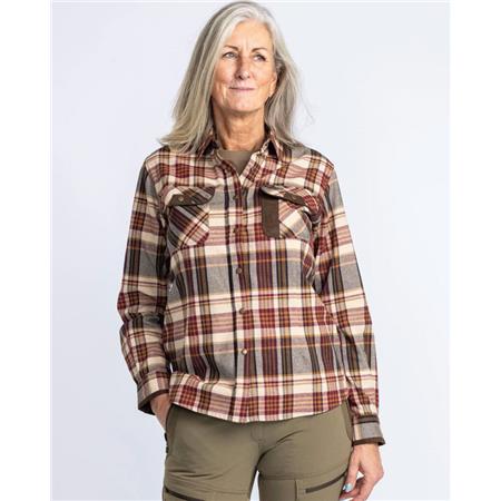 CHEMISE MANCHES LONGUES FEMME PINEWOOD PRESTWICK EXCLUSIVE - BORDEAUX/BEIGE