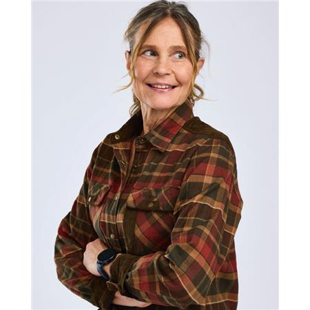 CHEMISE MANCHES LONGUES FEMME PINEWOOD PRESTWICK EXCLUSIVE - GREEN/TERRACOTTA