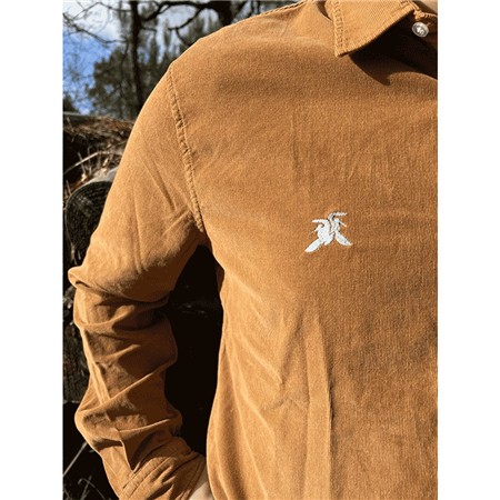 CHEMISE MANCHES LONGUES HOMME LE PAIRON BÉCASSIER VELOURS - MARRON