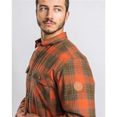 CHEMISE MANCHES LONGUES HOMME PINEWOOD FINNVEDEN CHECK PADD - TERRACOTTA/OLIVE