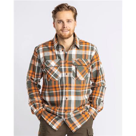 CHEMISE MANCHES LONGUES HOMME PINEWOOD LAPPLAND ROUGH FLANNEL - VERT/ORANGE