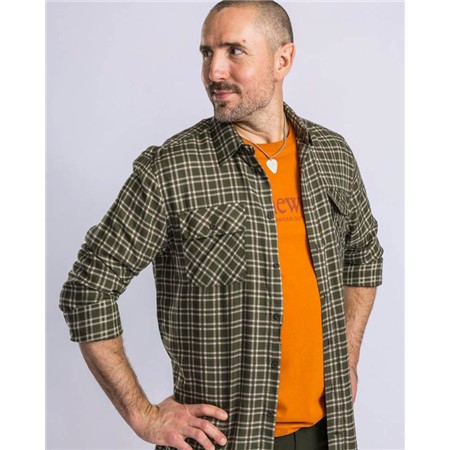 CHEMISE MANCHES LONGUES HOMME PINEWOOD LAPPLAND WOOL - VERT/KAKI