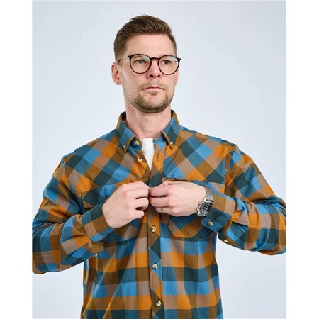 CHEMISE MANCHES LONGUES HOMME PINEWOOD LUMBO - FUDGE/BLUE