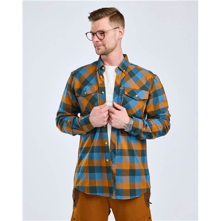 CHEMISE MANCHES LONGUES HOMME PINEWOOD LUMBO - FUDGE/BLUE